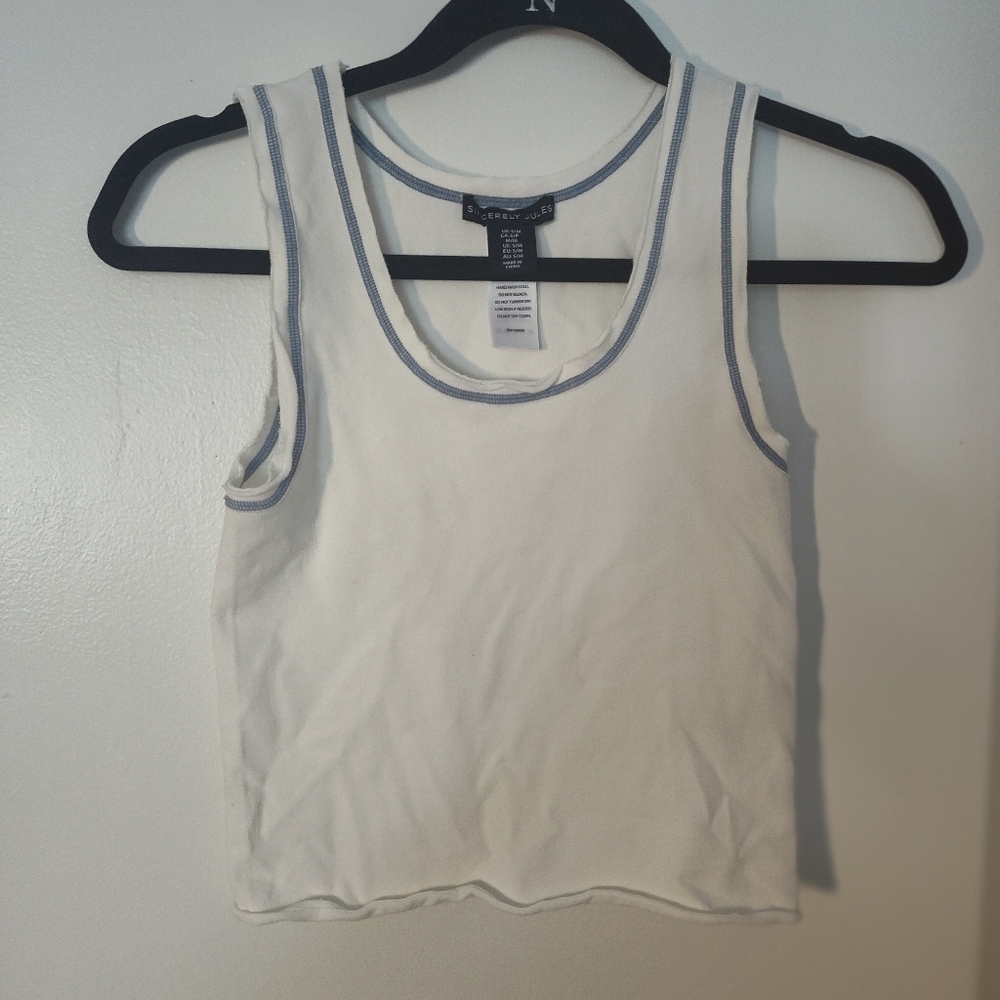 Sincerely Jules White Sleeveless Crop Tank Top